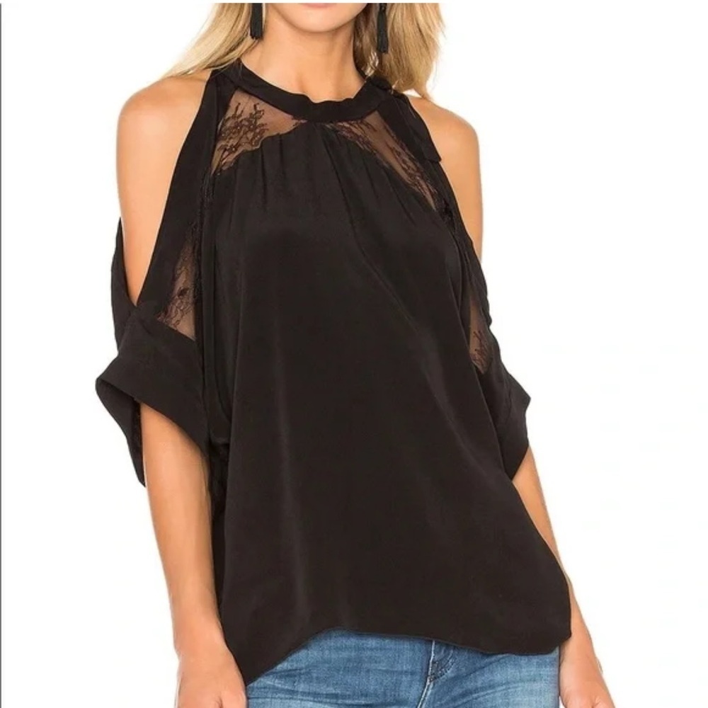 IRO Mya Cold Shoulder with Lace Detail Blouse in Black Size 38(M/6)